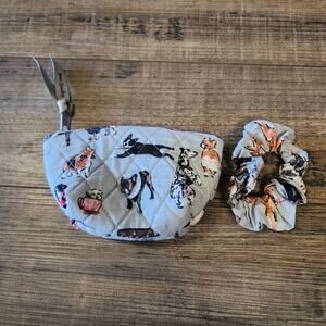 Vera Bradley Dog Show Scrunchie pony tail holder and small pouch b43